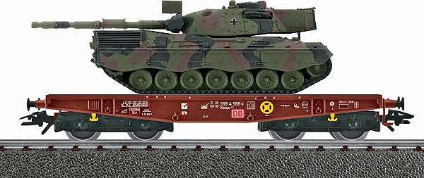 4MFOR Metal Military Mission(R) Modern German Army (BW) Diecast Models -- Rlmmnps 650 Flatcar w/Leopard I Tank