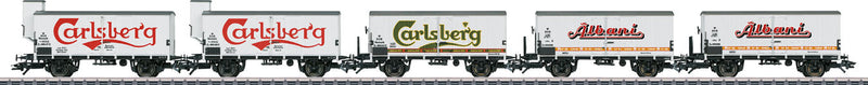 Danish 5-Car Beer Reefer Set - 3-Rail - Ready to Run -- 3 Carlsberg & 2 Albani (Era IV)