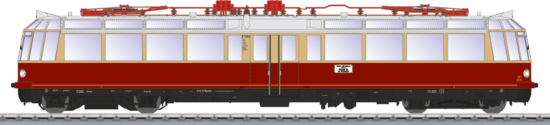 Class ET 91 Glass Train Observation Electric Railcar w/Sound & Digital -- German Federal Railroad (Era III; Crimson, Beige)