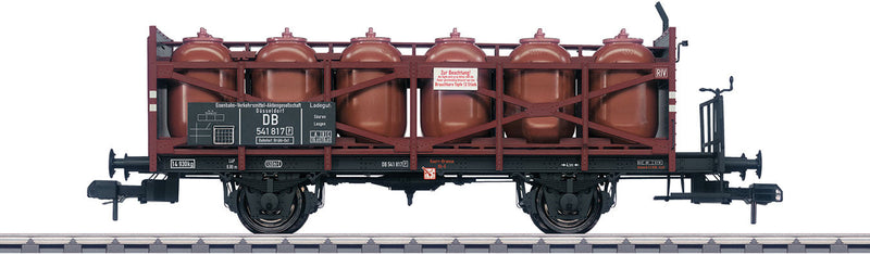 Acid Transport Flatcar with Containers - Ready to Run -- EVA 541 817 P (Era III 1959, black, Boxcar Red)