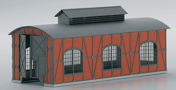 Single-Stall Locomotive Shed - Kit (Laser-Cut Cardstock) -- 8-1/2 x 2-13/16 x 3" 21.6 x 7.1 x 7.7cm