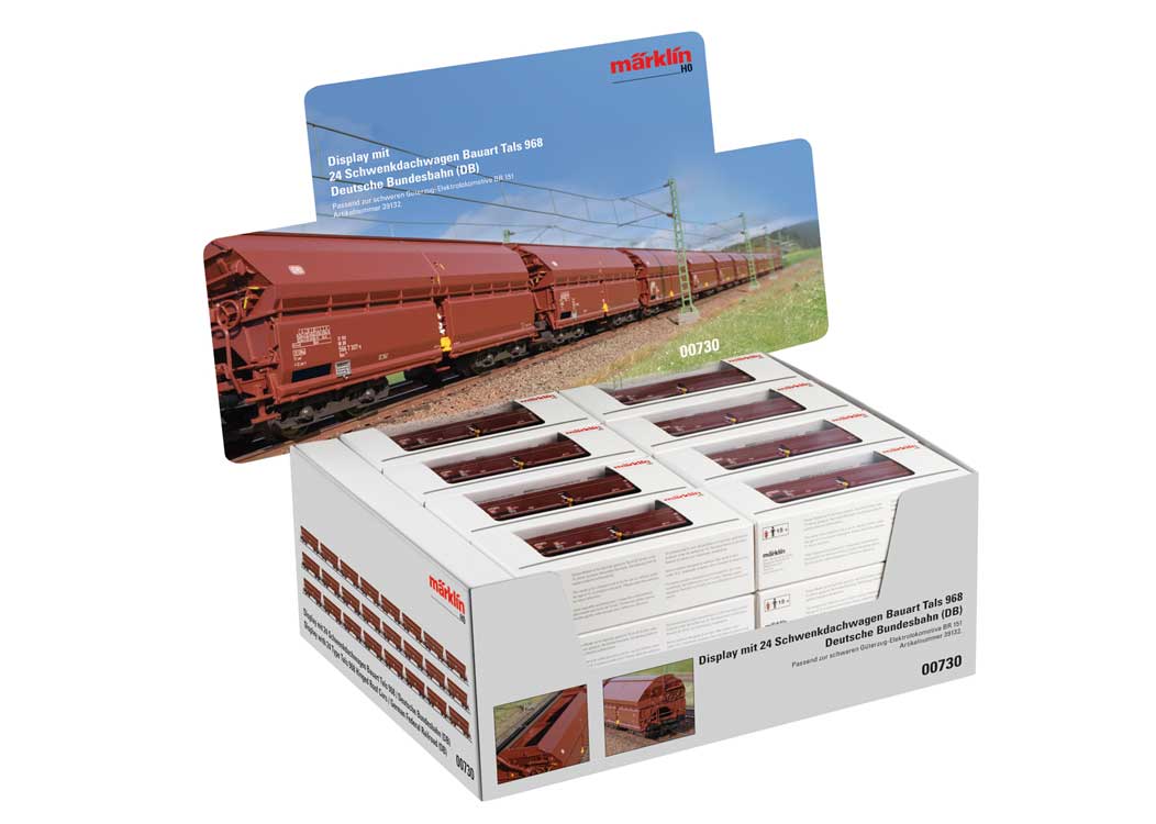 Type Tals 968 Hinged-Roof Hopper 24-Pack - 3-Rail - Ready to Run -- German Federal Railroad DB (Era IV 1984, Boxcar Red)-2