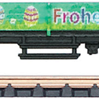 Low-Side Flatcar - Ready to Run -- 2019 Easter Car (green, bunny load)