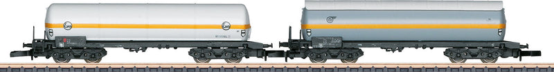 4-Axle Pressurized Gas Tank Car 6-Pack - Ready to Run -- 3 Each EVA & VTG (Era V, gray, orange & white, orange)-1
