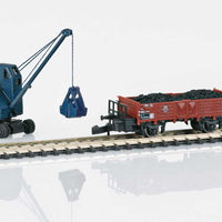 Type O 10 Gondola with Coal Load and Fuchs 300 Coal Shovel - Ready to Run -- German Federal Railroad DB (Era III, Boxcar Red)