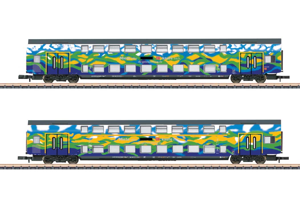 Type DBpza 753.5 & DABpza 758.5 Bi-Level Coach Set - Ready to Run -- German Railroad DB AG (Era VI 2024, Touristik Scheme, blue, green)-1