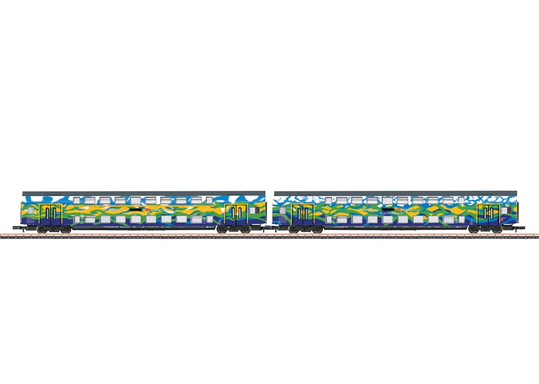 Type DBpza 753.5 & DABpza 758.5 Bi-Level Coach Set - Ready to Run -- German Railroad DB AG (Era VI 2024, Touristik Scheme, blue, green)-2