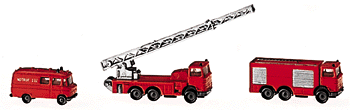 Fire Truck Set -- 1 Each Truck w/Ladder, Crash Truck and DB 508 Truck w/Fire Fighting Equipmen