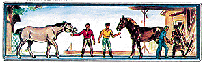 Workers -- Four Blacksmiths & 2 Horses