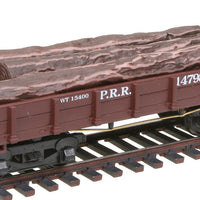1860s-Era Wood Log Car w/Load - Ready to Run -- Pennsylvania Railroad #14798 (Boxcar Red)