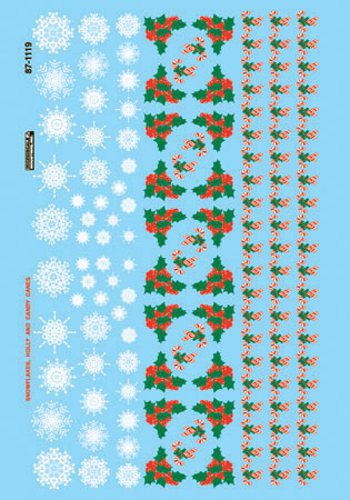 Railroad Decal Set -- Christmas Train Graphics Holly & Snowflakes