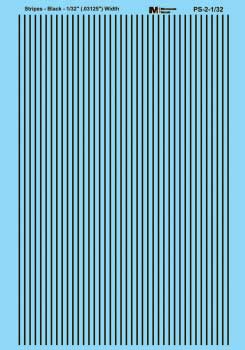 Parallel Stripes Decal Set -- 1/32" Wide (black)