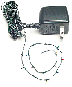 Working Christmas Lights -- Assembled w/15 Colored Bulbs (1.5V) & Transformer - About 15" 37.5cm Long