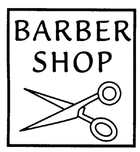Neon-Like Signs (Assembled, For HO/O, Measures 1-1/8 x 1-5/8" 2.8 x 4cm) -- Barber Shop (red)