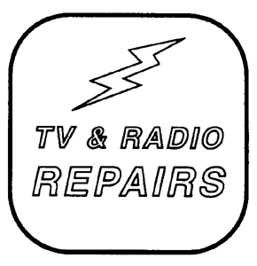 Neon-Like Signs (Assembled, For HO/O, Measures 1-1/8 x 1-5/8" 2.8 x 4cm) -- TV & Radio Repairs (red)