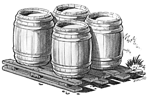 "Scrratch Stuff" -- Wood Barrels w/Pallet