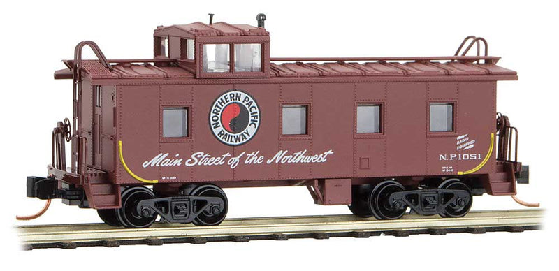 36' Riveted Steel Cupola Caboose - Ready to Run -- Northern Pacific 1051 (Boxcar Red, black, white, red, Main Street Slogan)