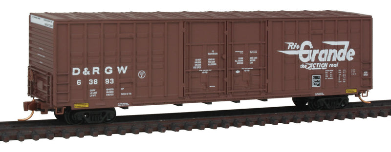 Berwick 60' Excess-Height Waffle-Side Double Plug-Door Boxcar - Ready to Run -- Denver & Rio Grande Western #63893 (Boxcar Red, Large Flying Grande)