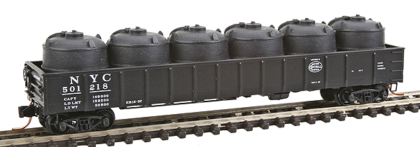 50' Steel Side 14-Panel Fixed-End Straight-Side Gondola - Ready to Run -- New York Central #501218 (black, white Logo and Lettering)