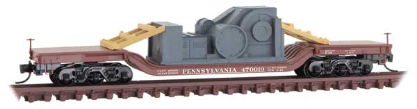 Heavyweight 6-Axle Depressed Center Flatcar, Machine Load - Ready to Run -- Pennsylvania Railroad 470019 (Boxcar Red)