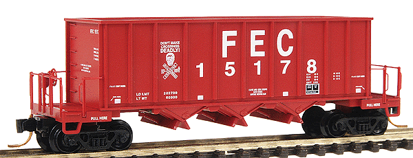 Ortner 3-Bay Rapid Discharge Hopper -- Florida East Coast #15088 (Red w/Large FEC Letters-Deadly Crossing Display)