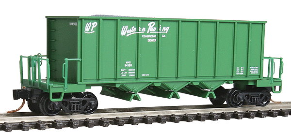 Ortner 3-Bay Rapid Discharge Hopper - Ready to Run -- With Gravel Load Western Paving WPGX #949911 (green)