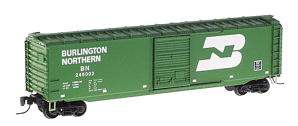 50' Standard Single Door Boxcar w/Magne-Matic Couplers -- Burlington Northern #246002 (BN Green, white lettering)