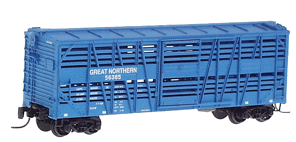 40' Despatch Single-Door Stock Car w/Magne-Matic Couplers -- Great Northern #56385 (Big Sky Blue, white lettering)
