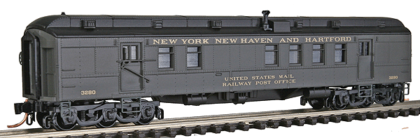 Pullman Heavyweight 60' Railroad Post Office - Ready to Run -- New York, New Haven & Hartford #3280 (Pullman Green, black Roof, gold Letter