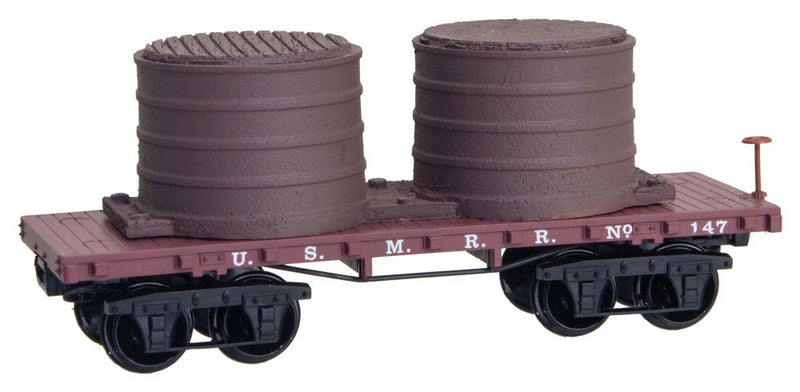 Civil War Era Twin Barrel Wood Tank Car - Ready to Run -- US Military Railroad (Boxcar Red)