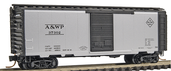 40' Single-Door Boxcar - Ready to Run -- Atlanta & West Point #37302 (aluminum w/black roof, ends, doors & lettering)