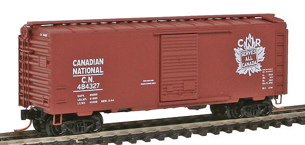 40' Single-Door Boxcar - Ready to Run -- Canadian National #484327 (Mineral Red, white Lettering)