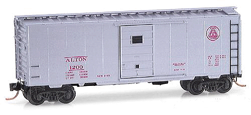 40' Standard Single Door Boxcar -- Alton #1200 (Natural Aluminum w/red lettering) w/Superior Doors