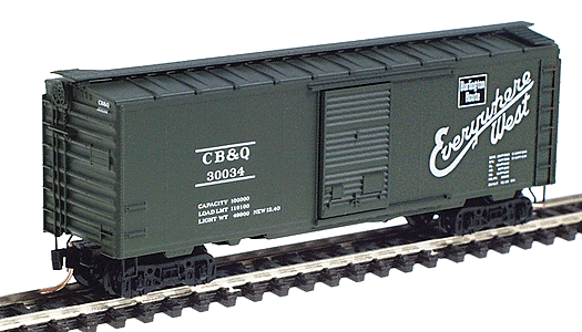40' Standard Boxcar w/Single Youngstown Door -- Chicago, Burlington & Quincy #30034 (Pullman Green, white lettering)