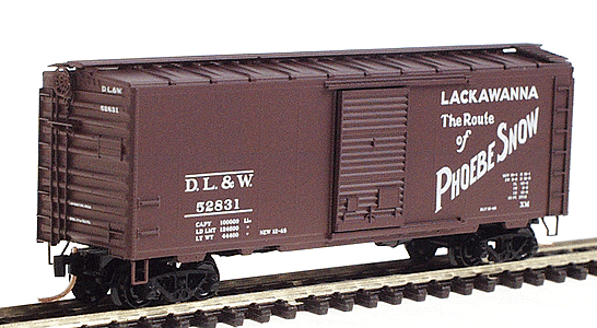 40' Standard Box w/Youngstown Door & New National B1 Trucks -- Delaware, Lackawanna & Western (Boxcar Red, white lettering - "Phoebe Snow"