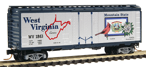 50 State Car Series 40' Plug-Door Boxcar (Aluminum, dark blue) -- West Virgina #1863 - #22 in Series