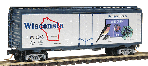 50 State Car Series 40' Plug-Door Boxcar (Aluminum, dark blue) -- Wisconsin #1848 - #23 in Series