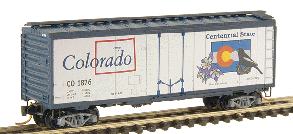 50 State Car Series 40' Plug-Door Boxcar (Aluminum, dark blue) -- Colorado #1876 - #36 in Series