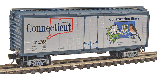 50 State Car Series 40' Plug-Door Boxcar (Aluminum, dark blue) -- Connecticut #1788 - #48 in Series