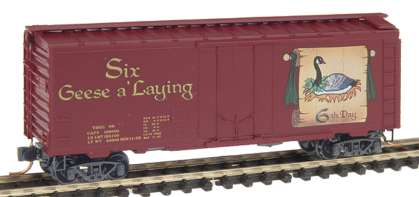 12 Days of Christmas Series; 40' Plug-Door Boxcar -- #6 "Six Geese a'Laying"