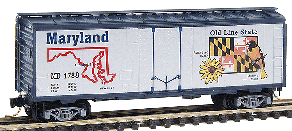 50 State Car Series 40' Plug-Door Boxcar (Aluminum, dark blue) -- Maryland #1788 - #13 in Series