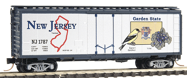 50 State Car Series 40' Plug-Door Boxcar (Aluminum, dark blue) -- New Jersey #1787 - #18 in Series