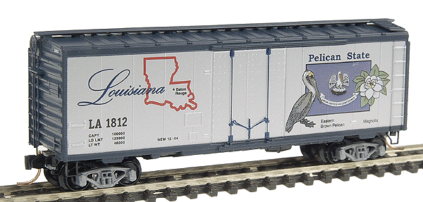 50 State Car Series 40' Plug-Door Boxcar (Aluminum, dark blue) -- Louisiana #1812 - #21 in Series
