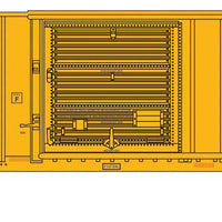 50' Rib-Side Track Inspection Car, No Roofwalk - Ready to Run -- Union Pacific #910701 (Armour Yellow w/Modeler-Added Solar Panels)