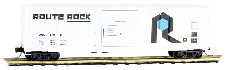 50' Rib-Side Single-Door Boxcar No Roofwalk - Ready to Run -- Warren & Ouachita Valley #5 (white, blue; Black Rock Logo)