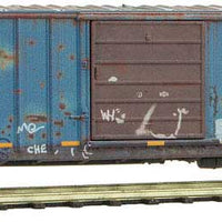 50' Rib-Side Single-Door Boxcar No Roofwalk - Ready to Run -- Kansas City Southern 161079 (Weathered, blue, Butterfly Graffiti)