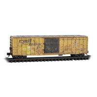 50' Rib-Side Single-Door Boxcar No Roofwalk - Ready to Run -- Seaboard System SBD #141573 (Weathered, Ex-RBOX Patch, yellow, Series #9)