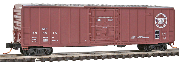 50' Rib-Side Plug-Door Boxcar No Roofwalk - Ready to Run -- Missouri Pacific #253515 (Boxcar Red, Buzz Saw Logo)