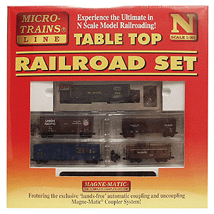 Table Top Diesel Freight w/22 x 52" Oval, Atlas H15-44, 3 Cars & Caboose -- Denver & Rio Grande Western