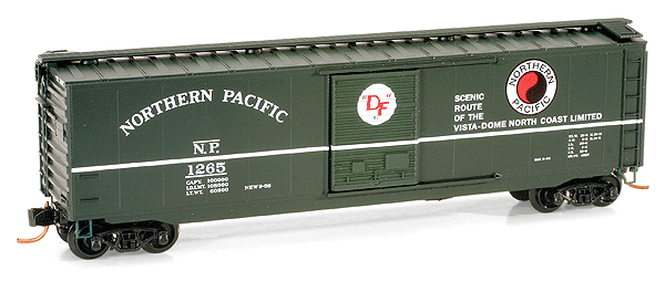 50' Standard Boxcar w/Youngstown Door -- Northern Pacific #1265 (dark green, white Stripe, Monad Logo)
